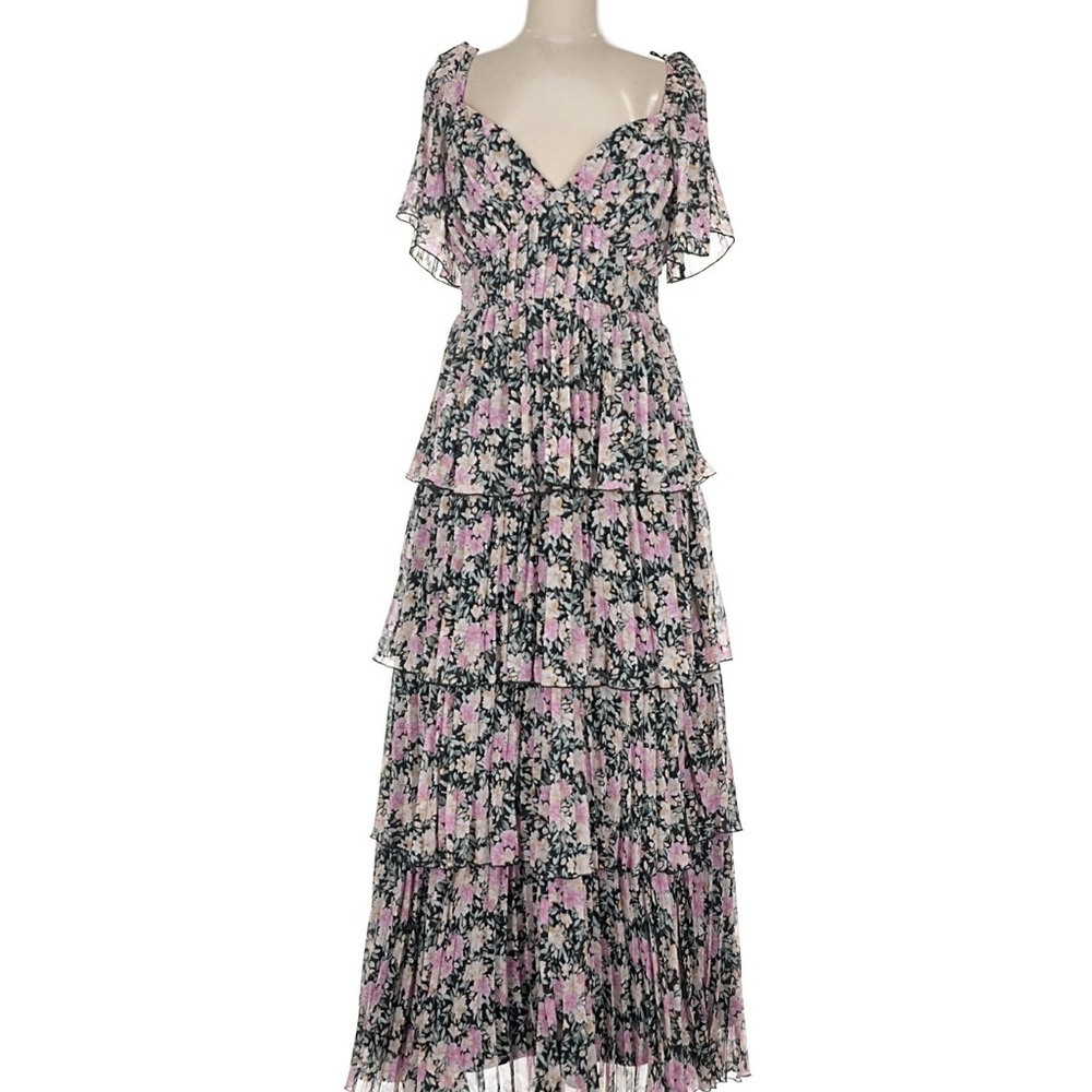 ASTR Gracelynn Tiered Short Sleeve Floral Maxi Dress. - Picture 2 of 6
